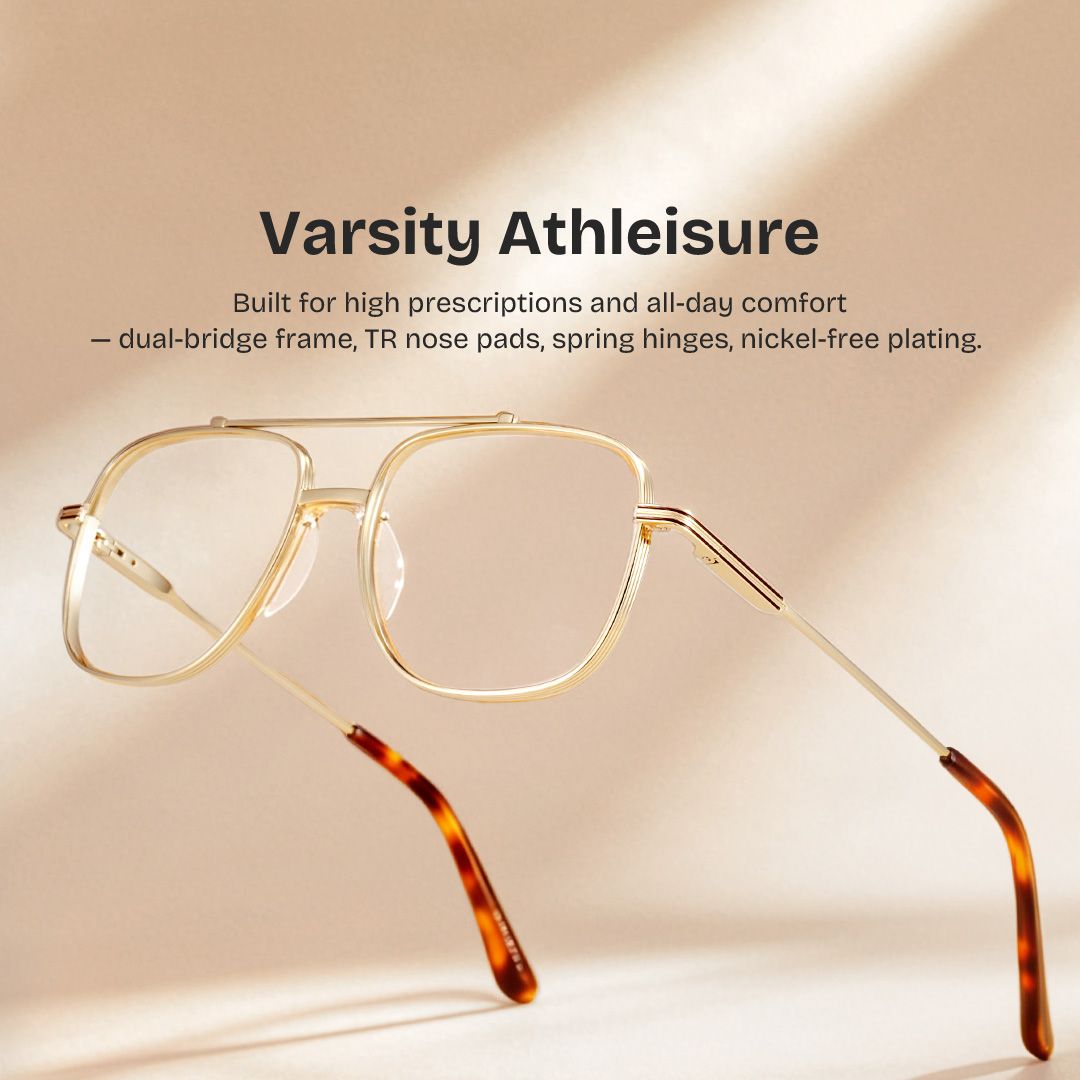 Poppy Gold Aviator Glasses | Striped Varsity Metal0