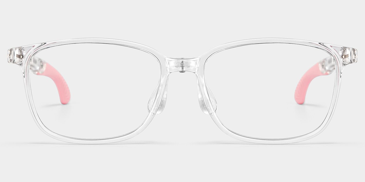 Gray Rectangle Clear Pink Frame Eyeglasses for Pre-tweens0