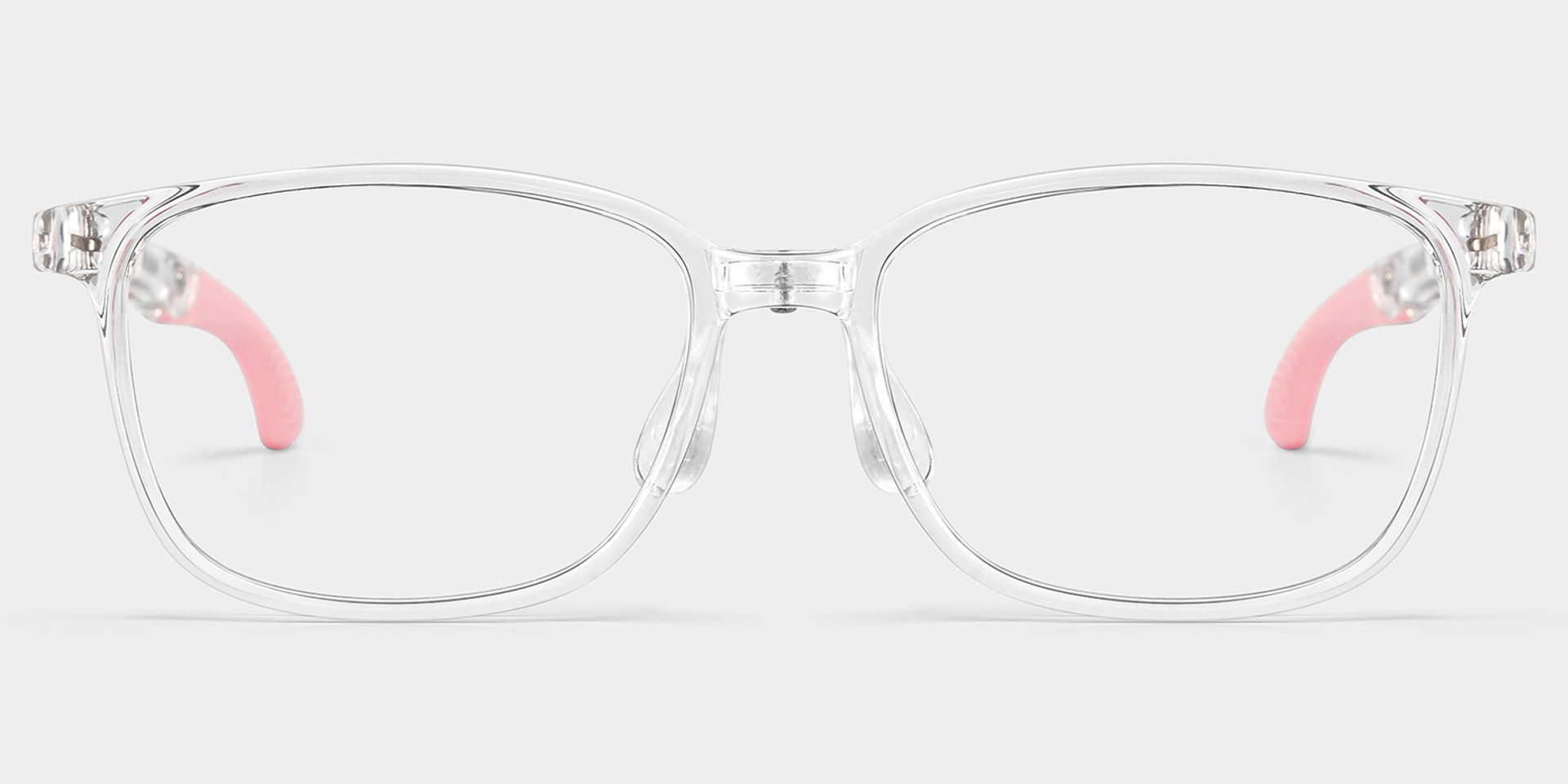 Gray Rectangle Clear Pink Frame Eyeglasses for Pre-tweens0