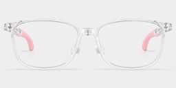 Gray Rectangle Clear Pink Glasses0