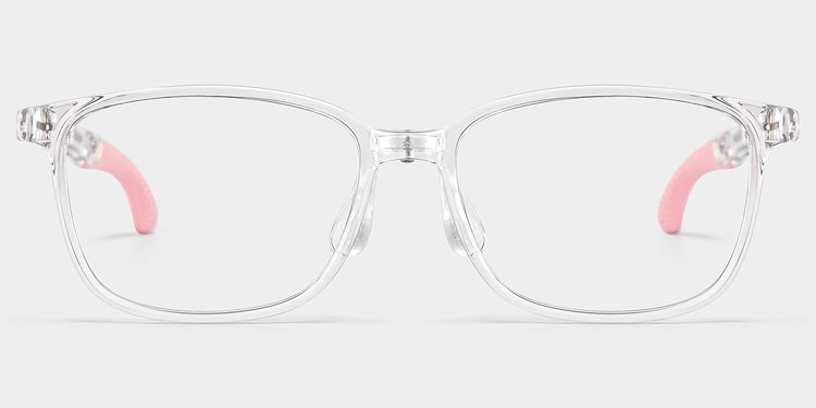 Gray Rectangle Clear Pink Glasses