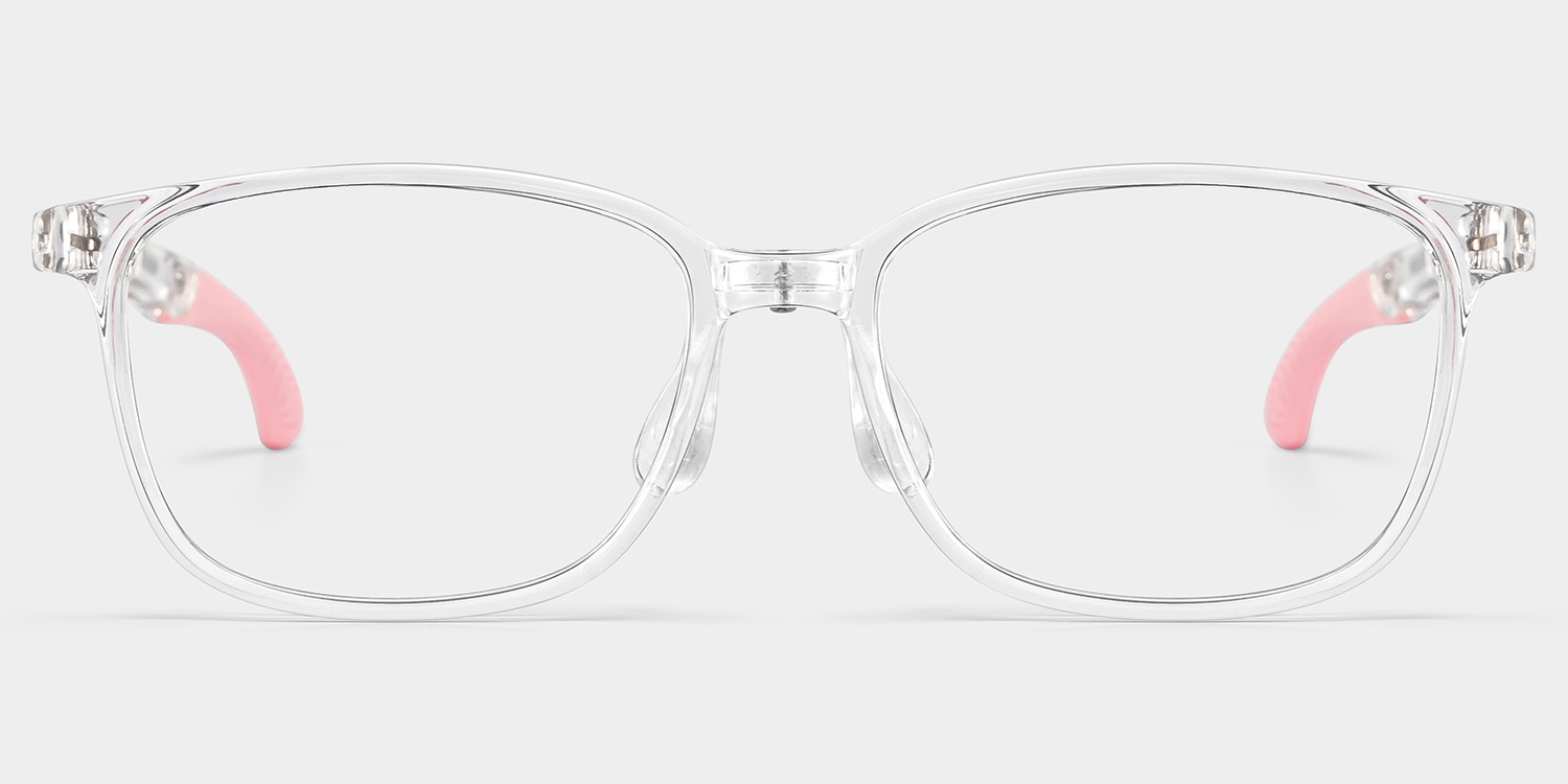 Gray Rectangle Crystal Pink Glasses