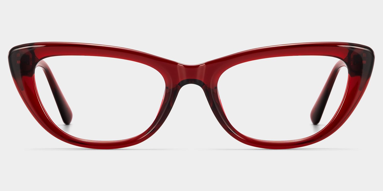 Amabel Burgundy Cat-Eye Glasses | ZEELOOL1