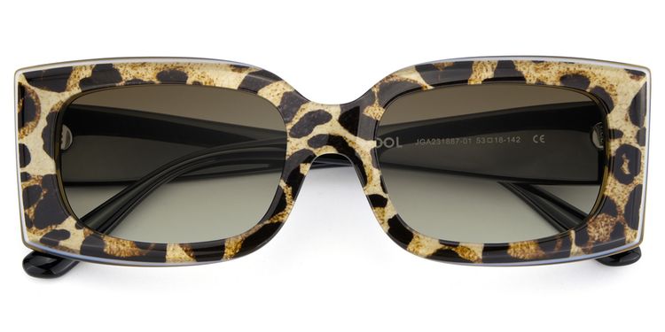 Orduno Rectangle Brown Leopard Sunglasses