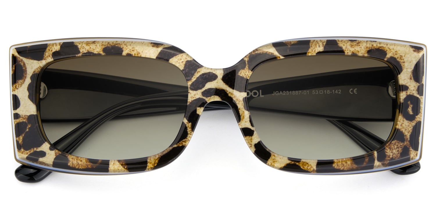 Orduno Rectangle Brown Leopard Sunglasses