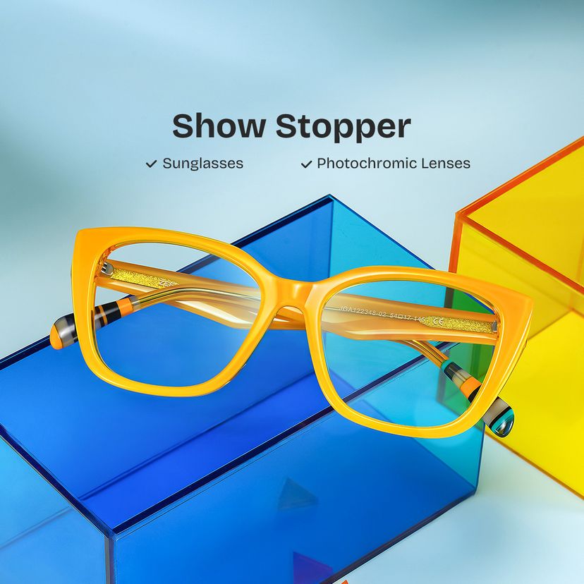 Julius Yellow Frame Glasses with Butterfly Frame Online | ZEELOOL
