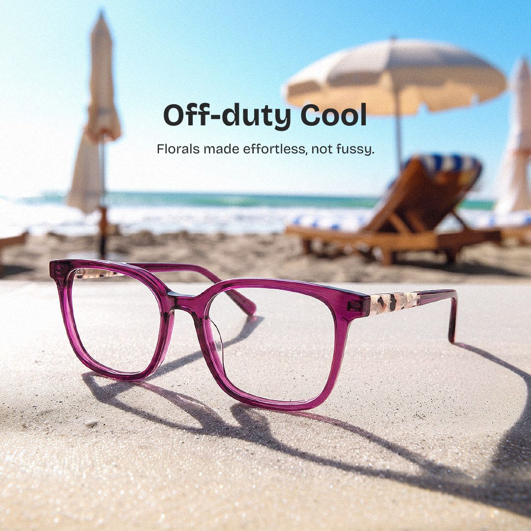 Freya Red Square Acetate Frame Glasses for Women | ZEELOOL0