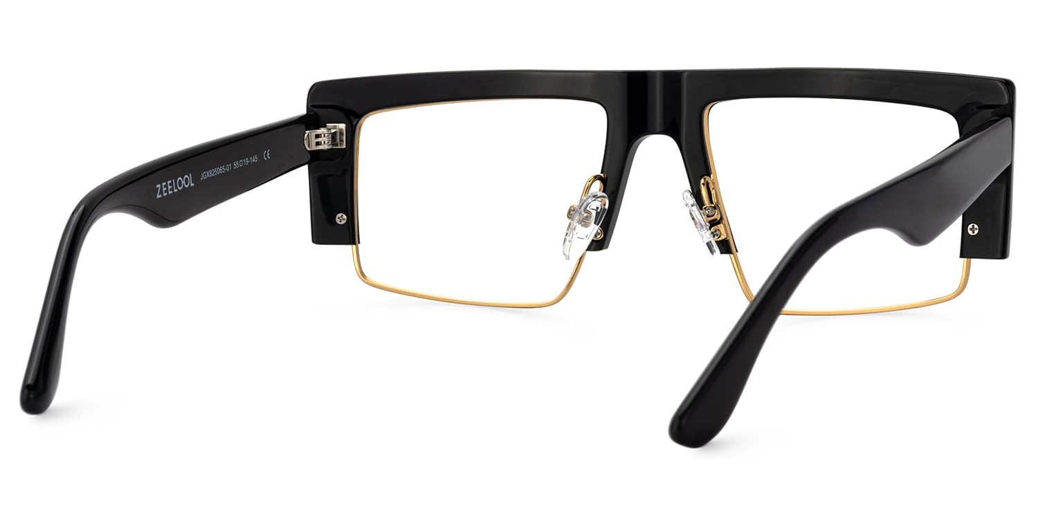 Maldonado Black Oversize Rectangle Glasses | Zeelool4