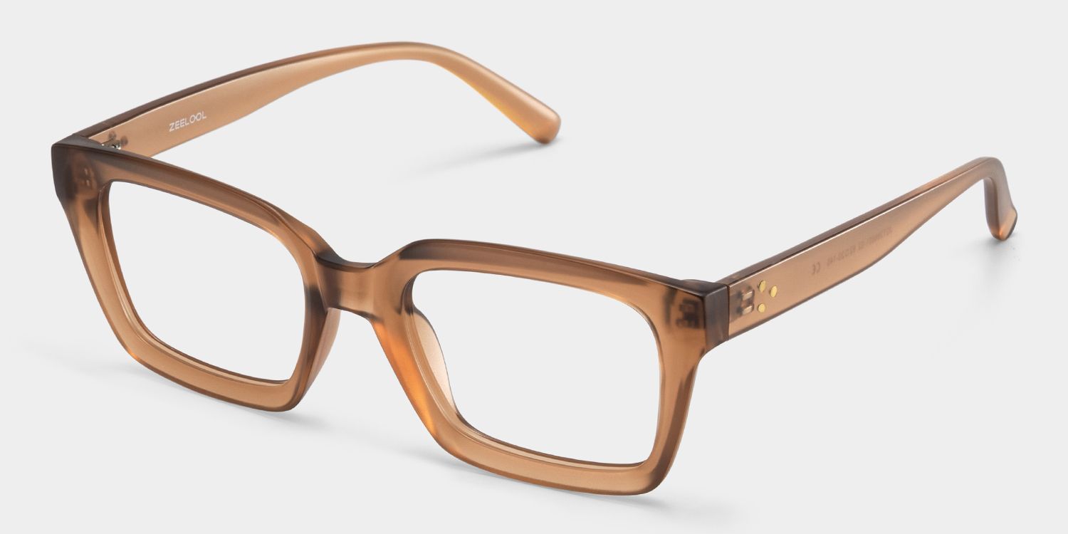 Marley Transparent Beige Rectangle Glasses for Ladies | ZEELOOL3
