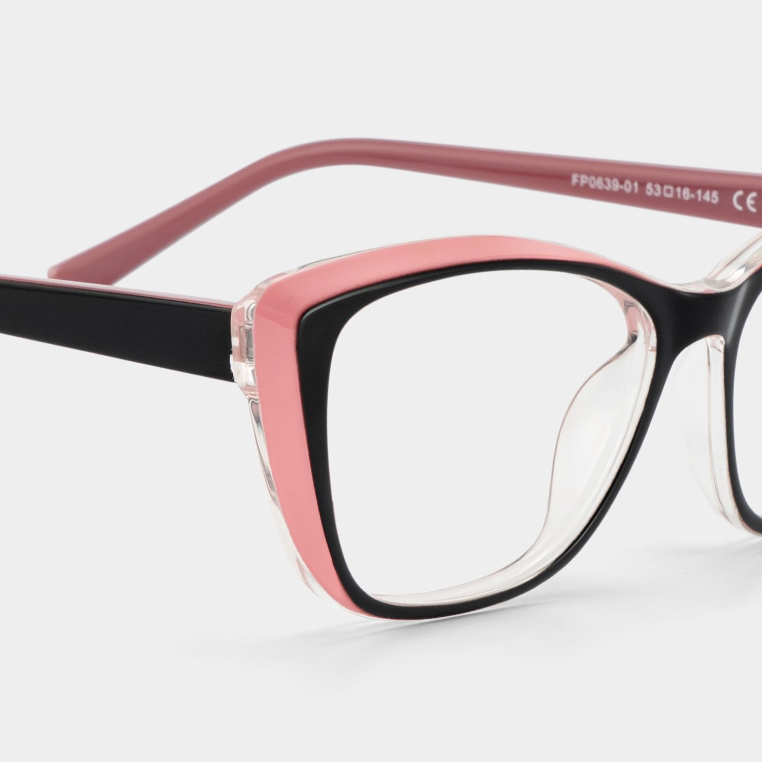 Fidelia Cat Eye Black and Pink Frame Glasses | Zeelool