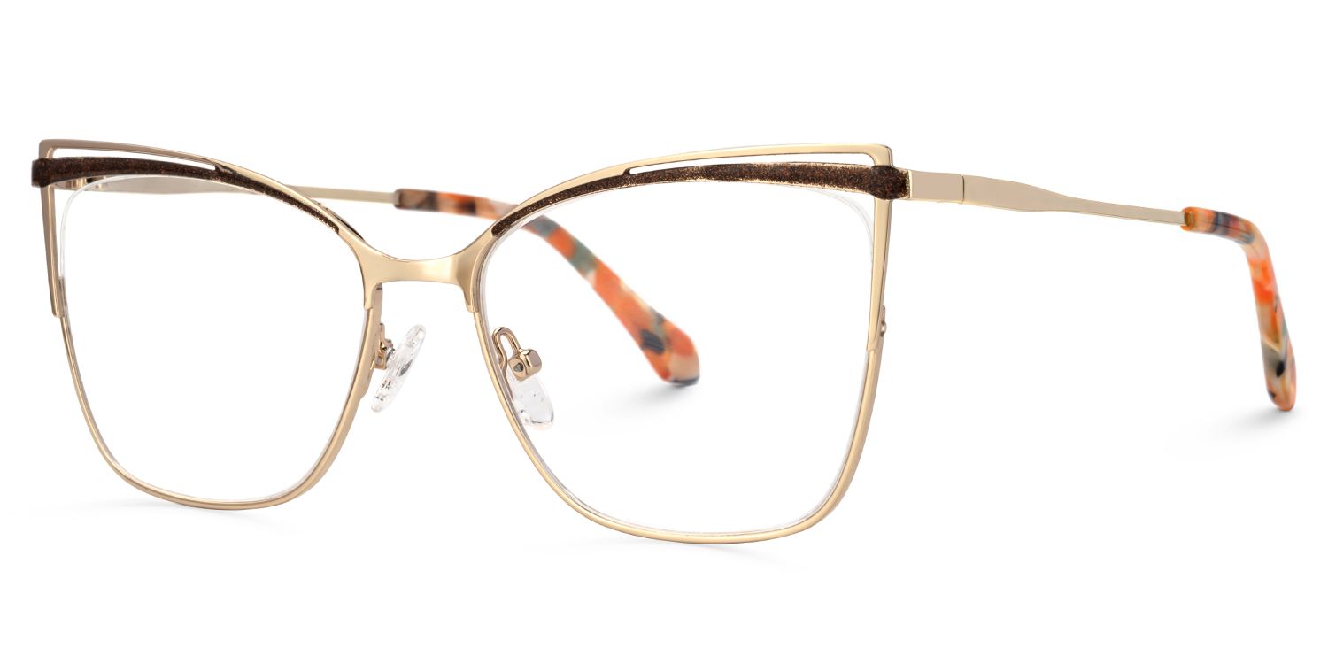 Darian Gold Frame Eyeglasses Men's in Semi-rimless | Zeelool1