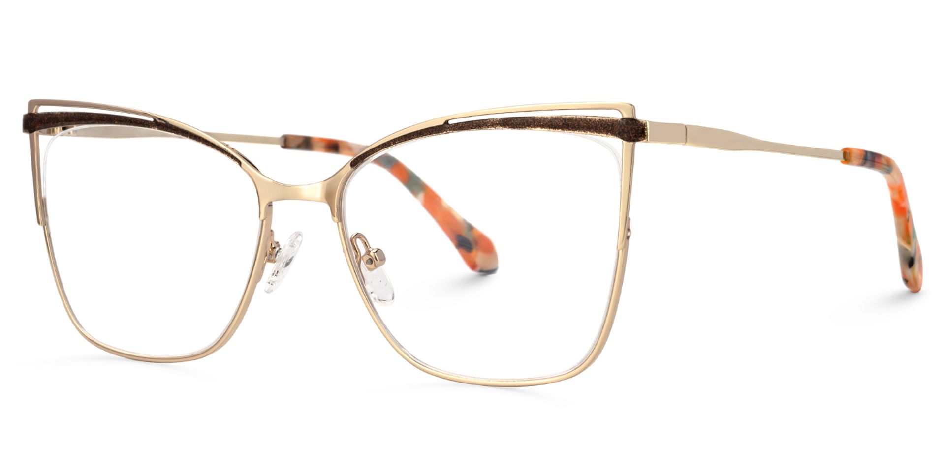 Darian Gold Frame Eyeglasses Men's in Semi-rimless | Zeelool1