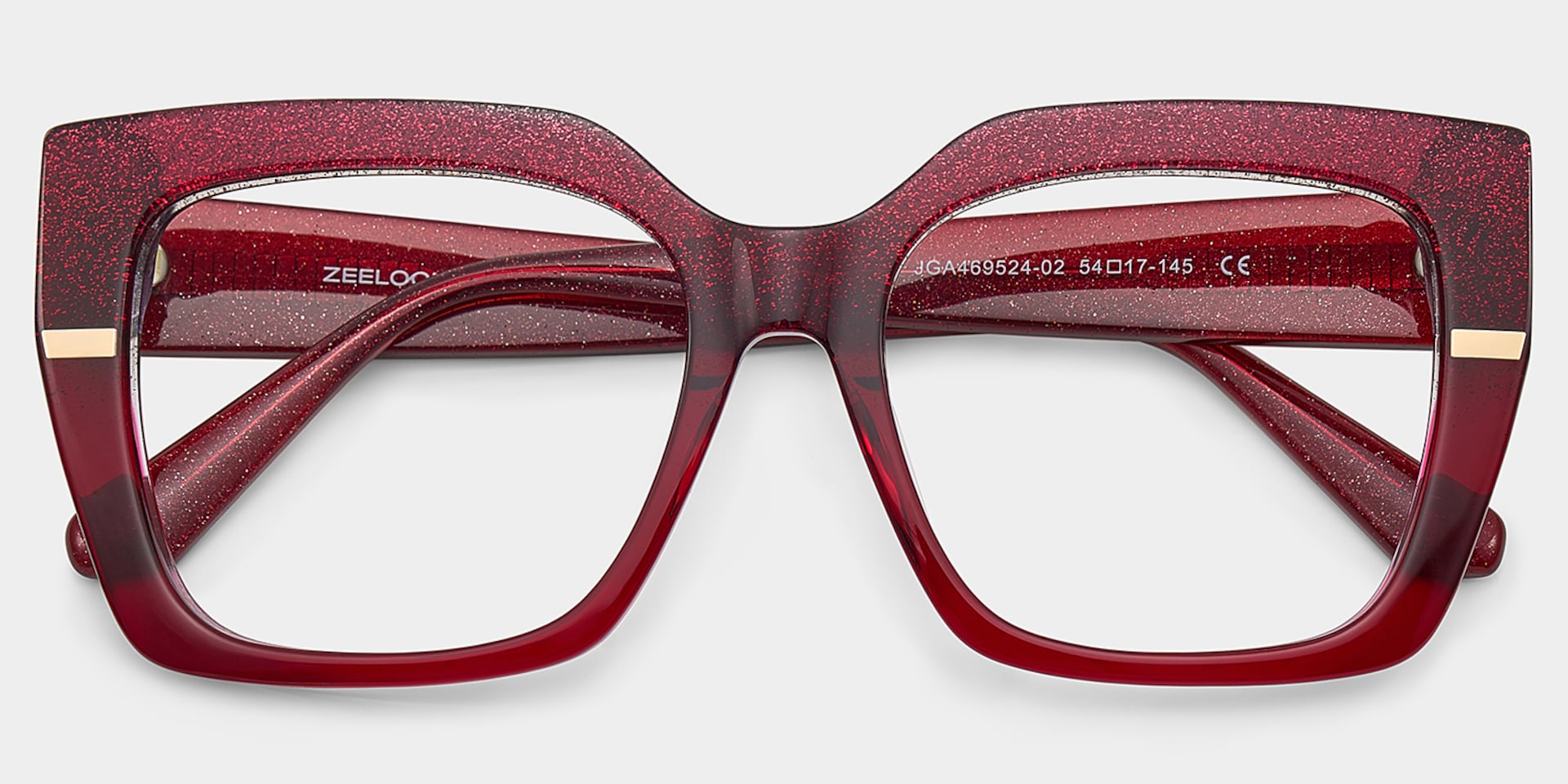 Mavis Square Burgundy Glasses Frames with Glittering Powder| ZEELOOL3