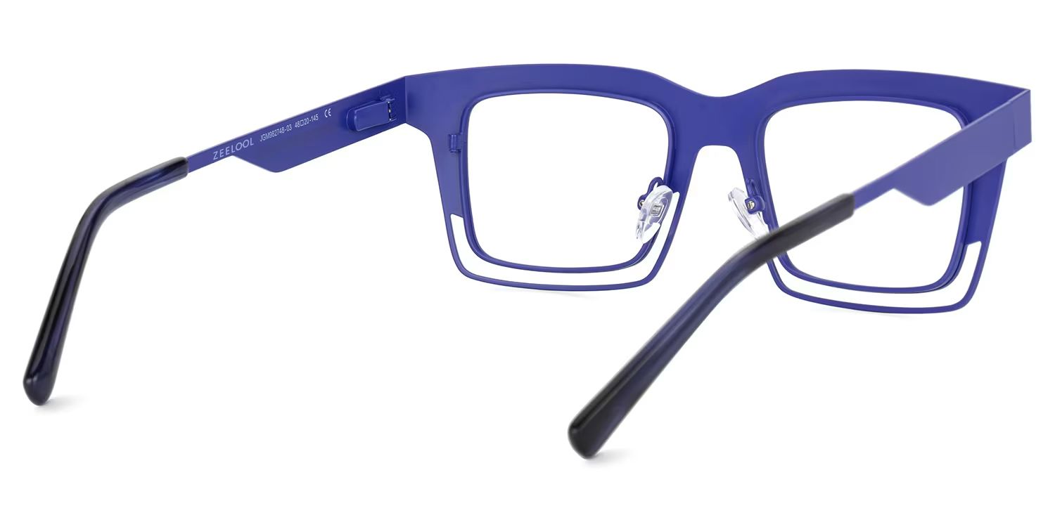 Evan Rectangle Blue Frame Eyeglasses for Males | Zeelool3