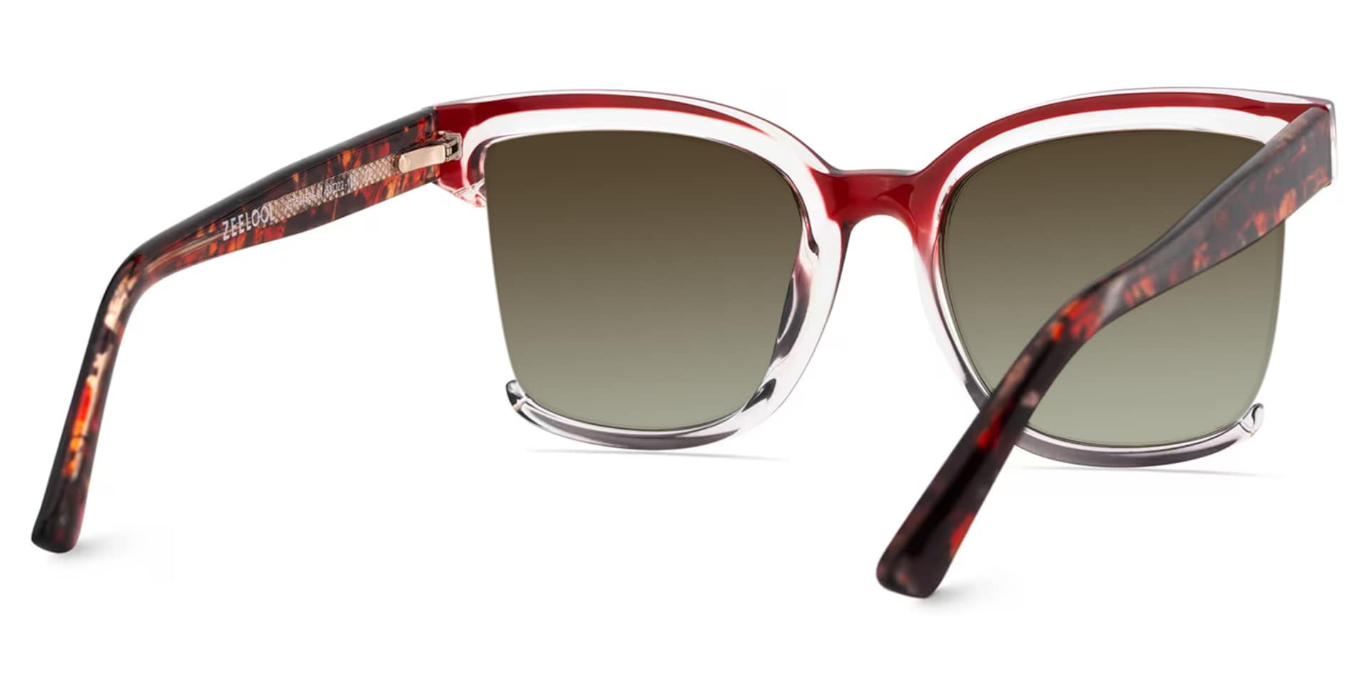 Square Cadogan Red- Gray Frame Glasses | Zeelool4