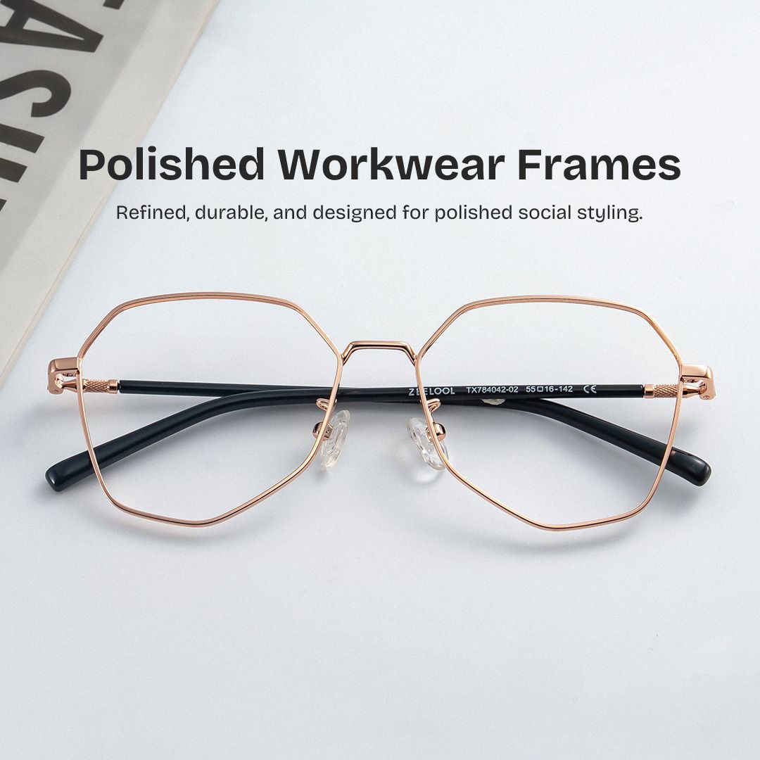 インヴェル BiiO セット Bivins Geometric Gold Thin Frame Glasses | Zeelool