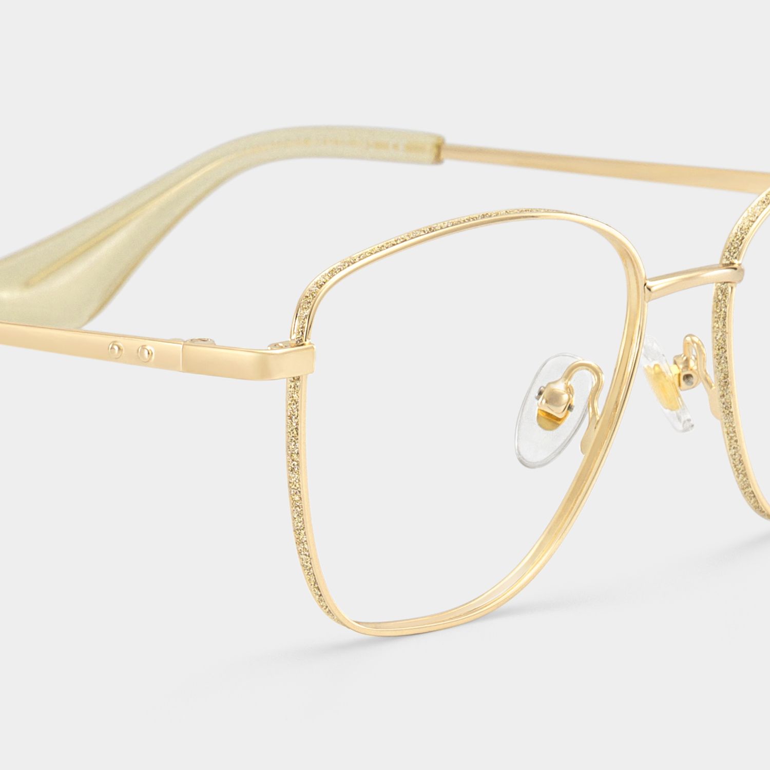 Skyler Square Gold Metal Glitter Frame Glasses | ZEELOOL5