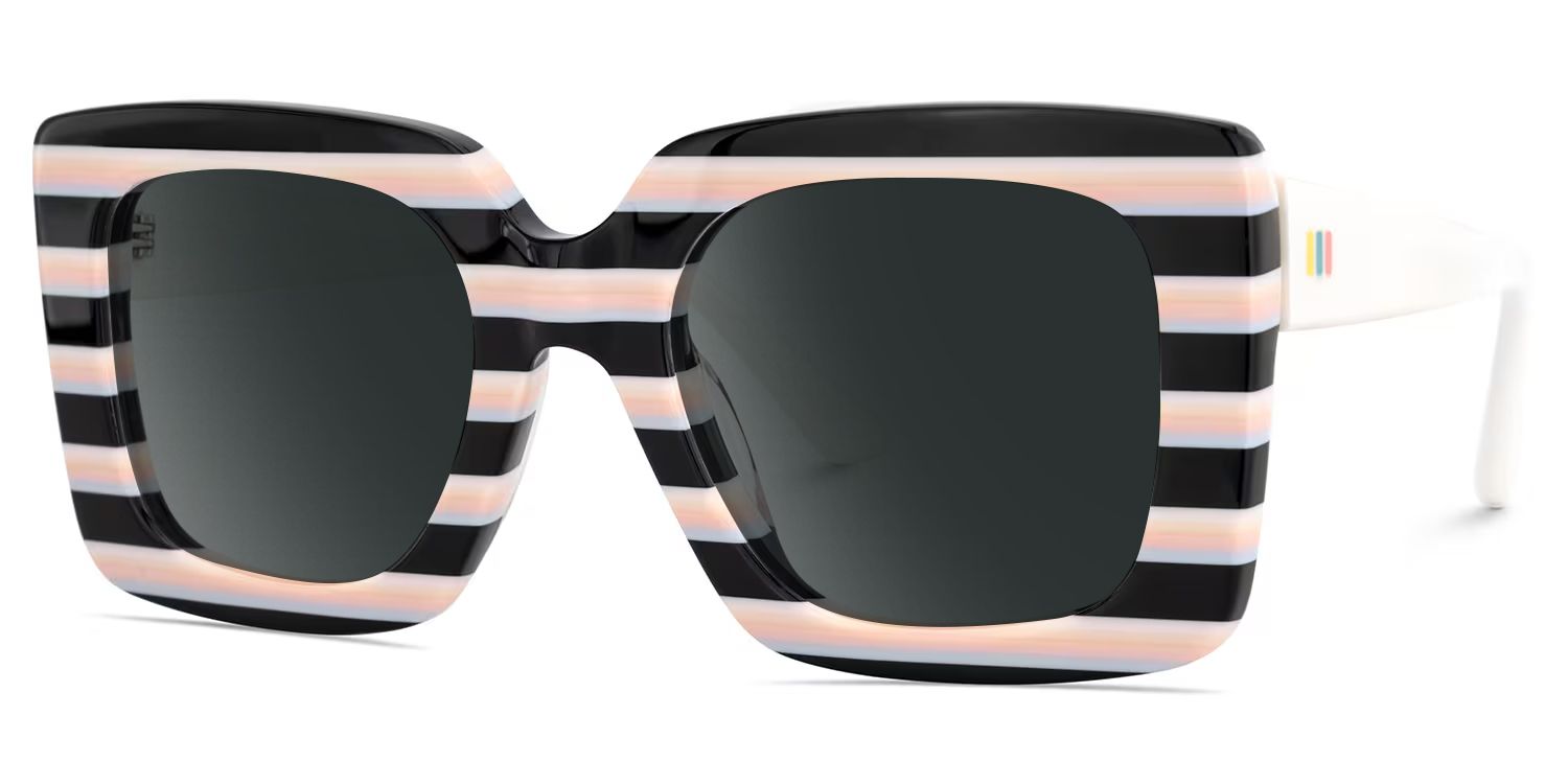 Dianna Rainbow Rectangle Thick Frame Sunglasses | Zeelool1