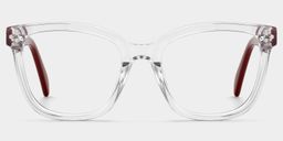 Scarlett Square Clear Red Glasses1