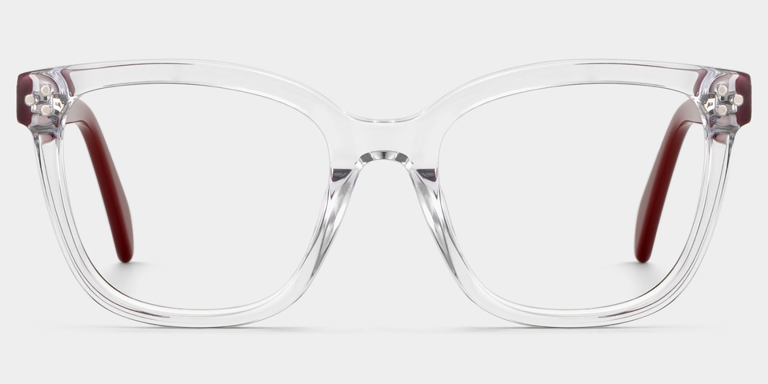 Scarlett Clear Red Frame Glasses with Square Frame Online | ZEELOOL1