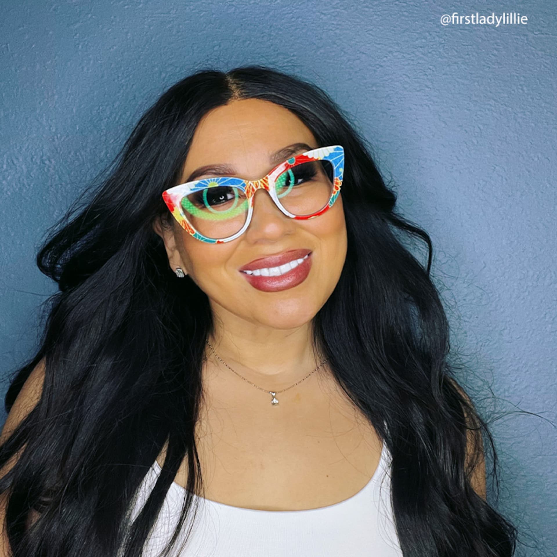 Makie Cateye Blue-Floral Glasses | Zeelool Glasses4