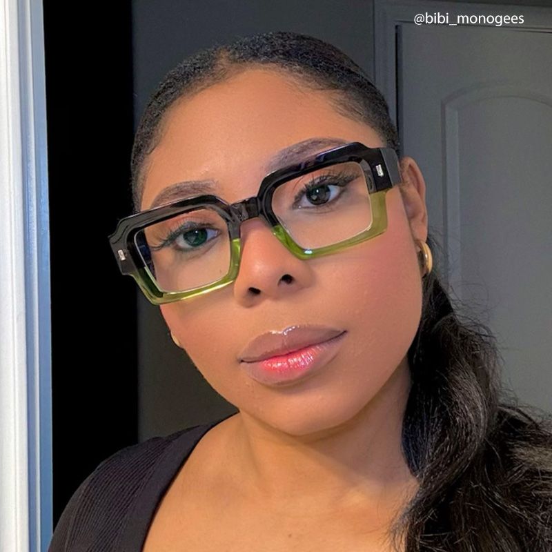 Bobbee Square Black-Green Glasses | Zeelool Glasses4