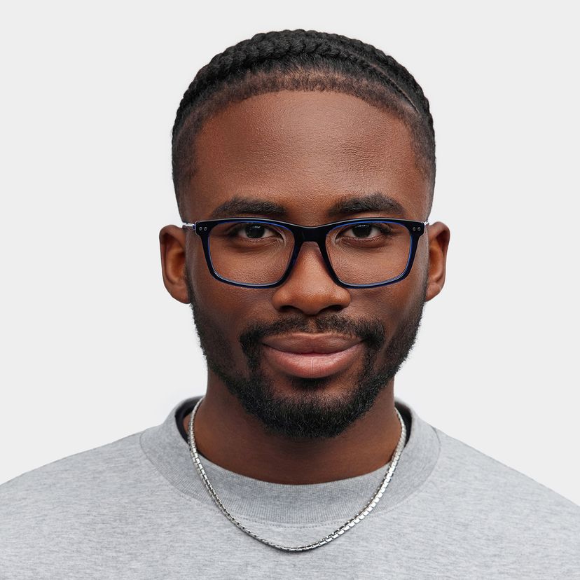 Cozy Rectangle Blue Glasses