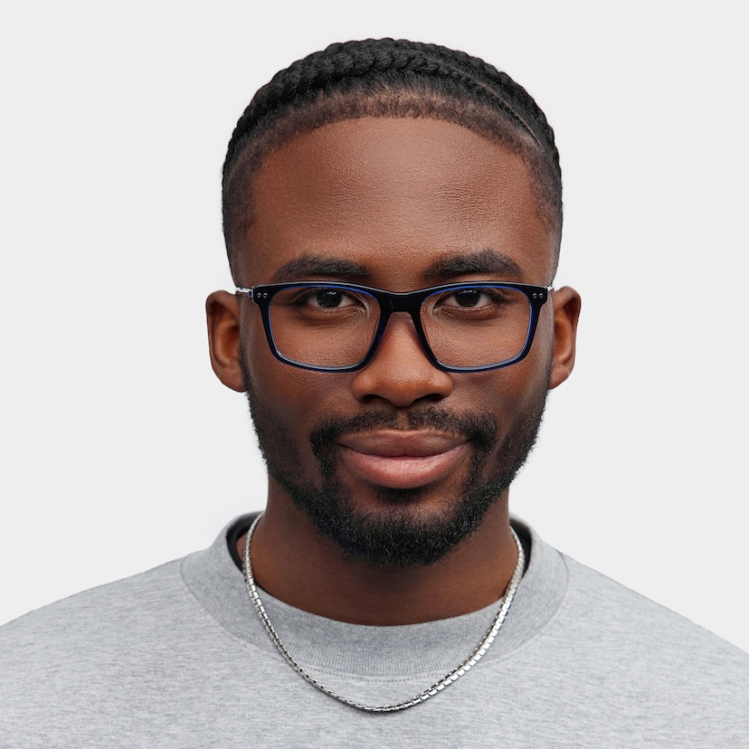 Cozy Rectangle Blue Glasses