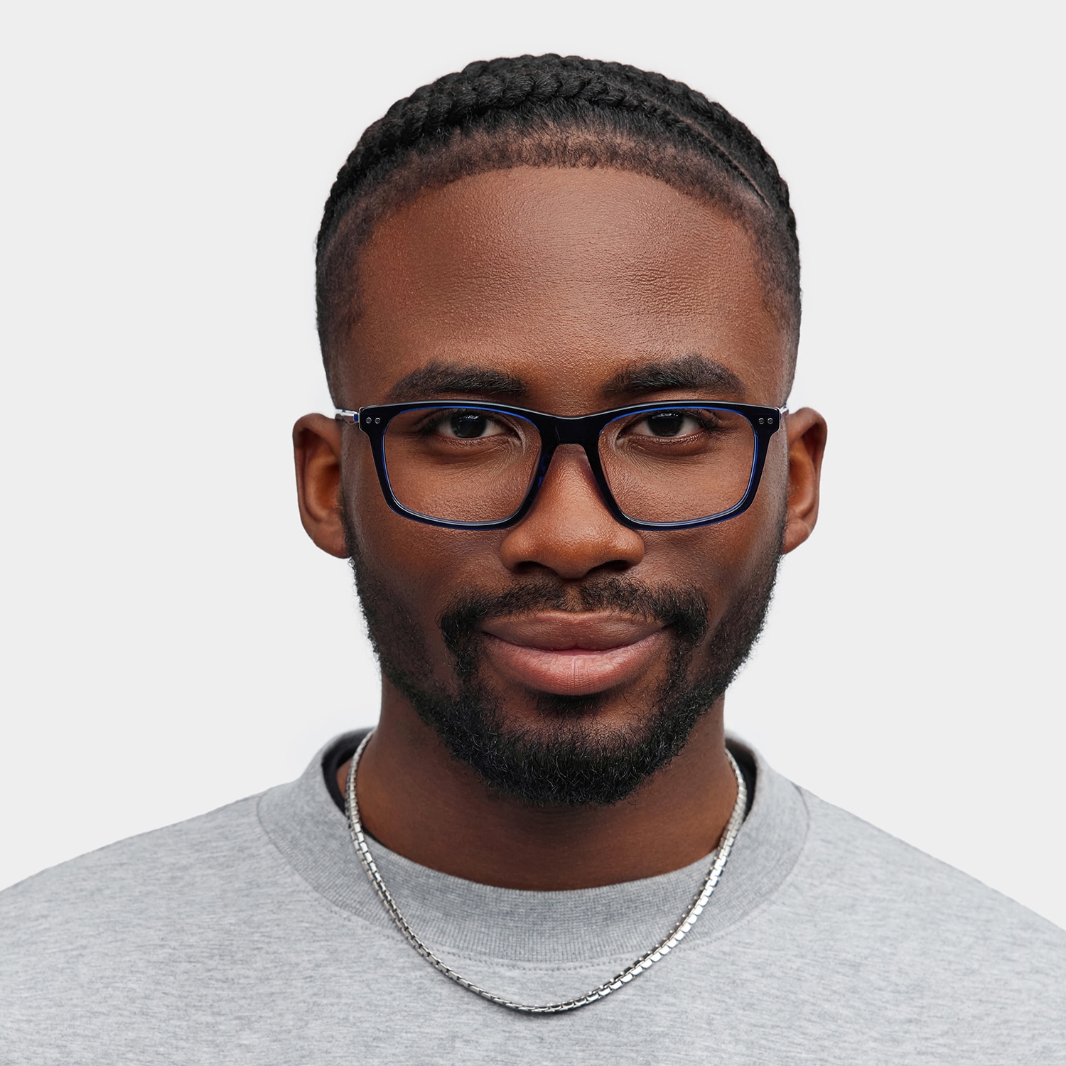 Cozy Rectangle Blue Glasses