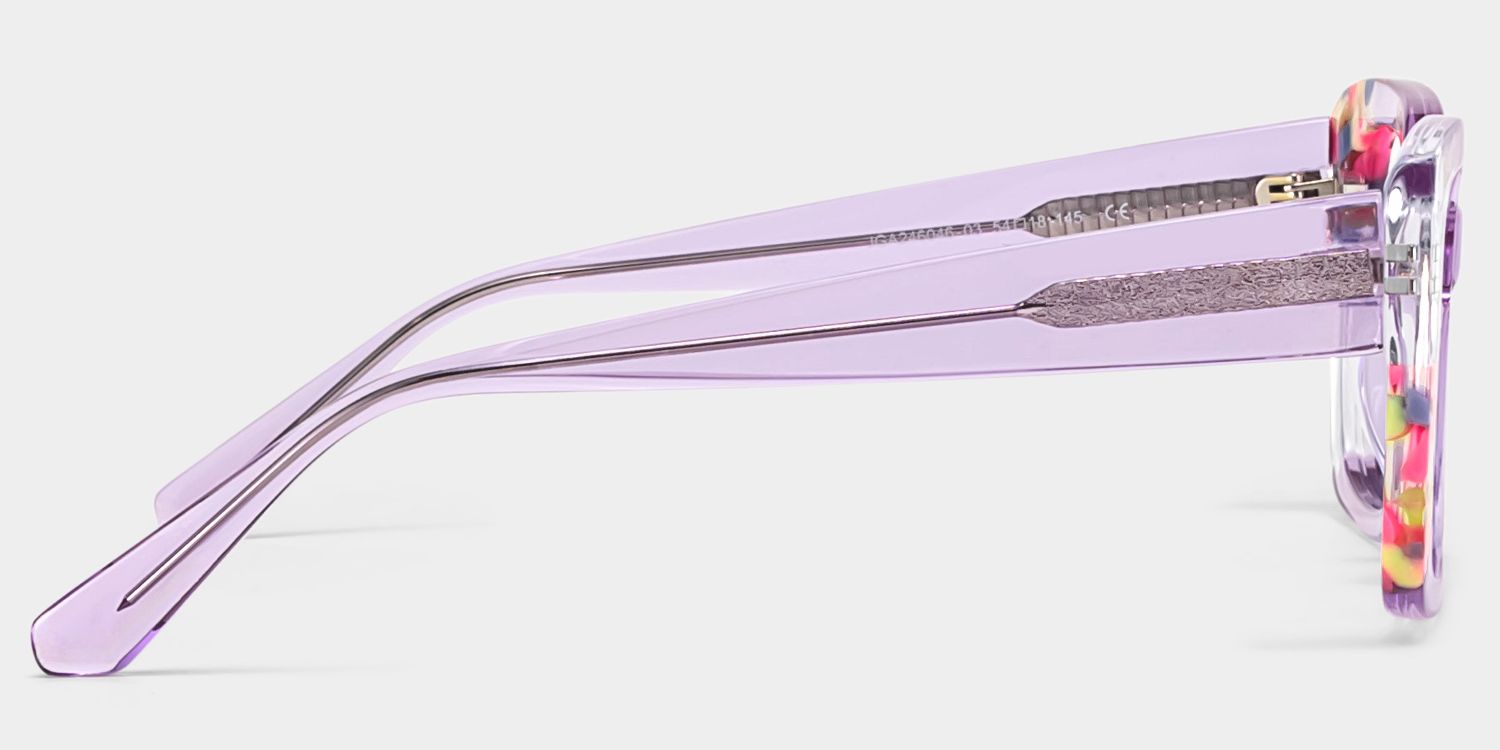 Flair Clear Purple Frame Glasses with Square Frame Online | ZEELOOL4