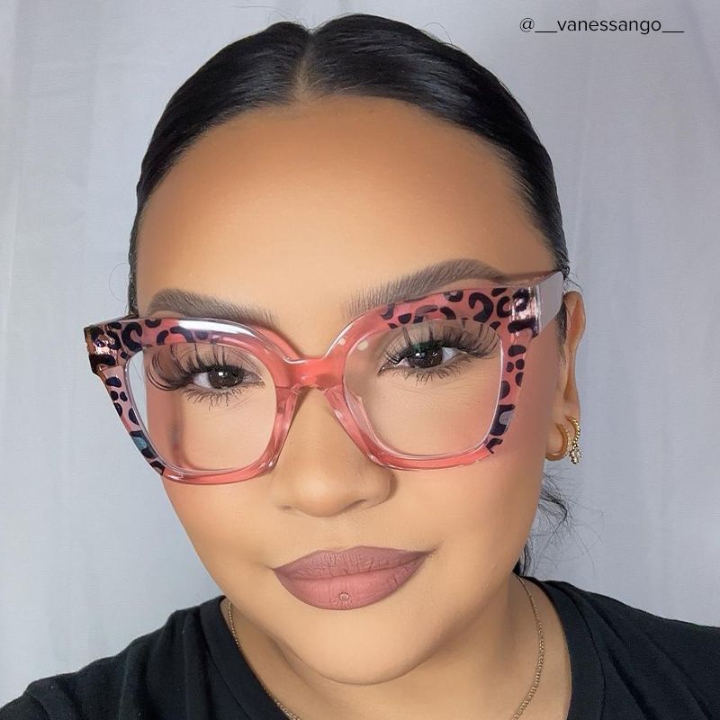 Malcolm Pink Leopard Print Square Frame Glasses for Women8