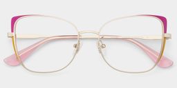 Tessa Cat-Eye Pink Gold Glasses2