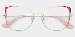 Tessa Cat-Eye Pink Gold Glasses2