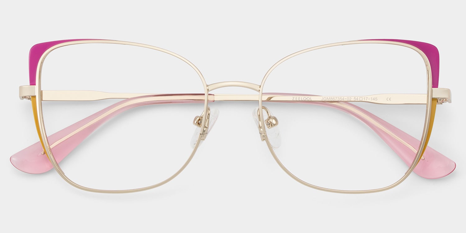 Tessa Cat-Eye Pink Gold Glasses2