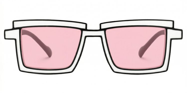 Zephyr Rectangle White Glasses