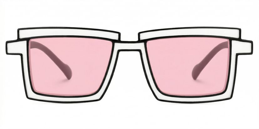 Zephyr White Rectangle Sunglasses