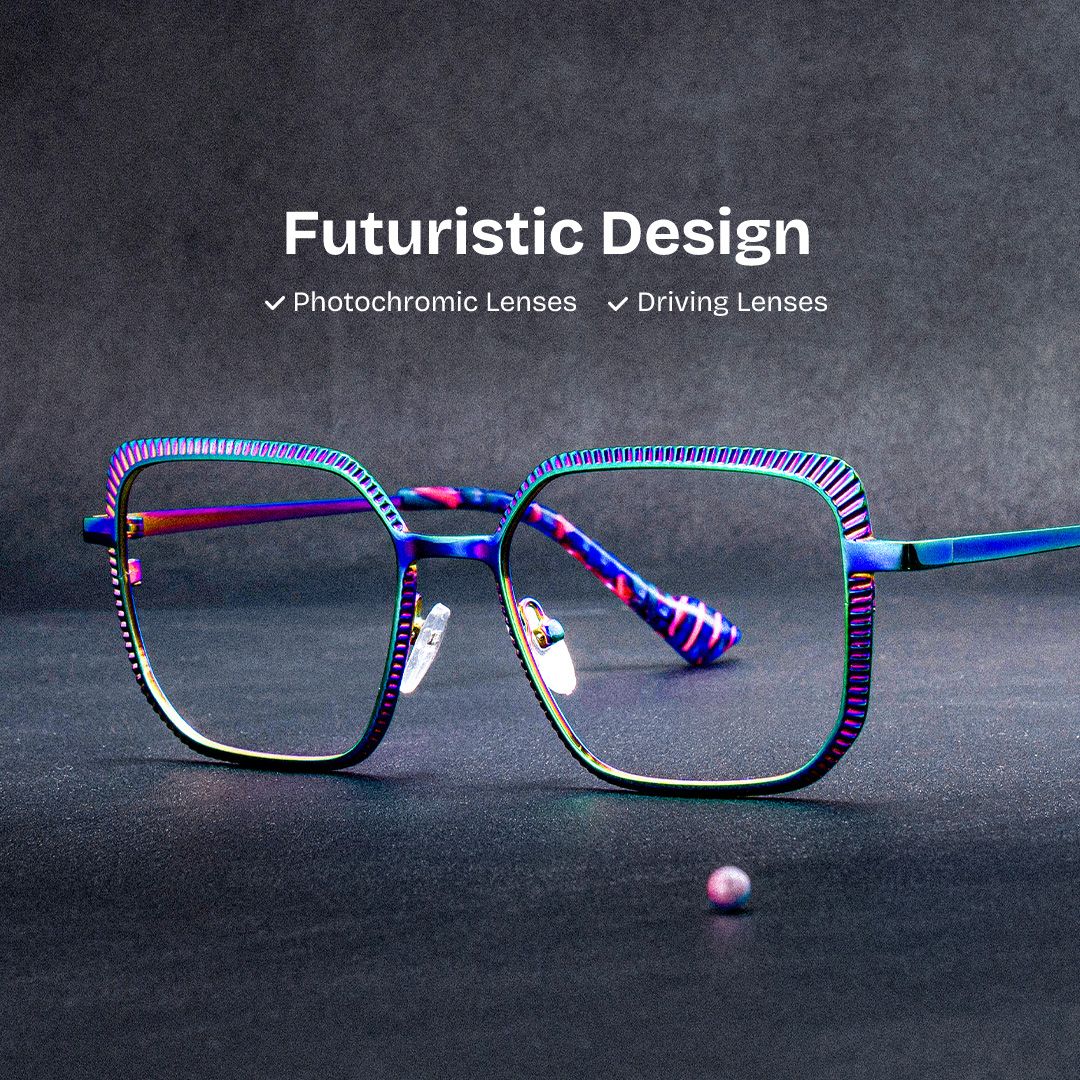 Vintage Metal Frame Glasses in Iridescent Color0