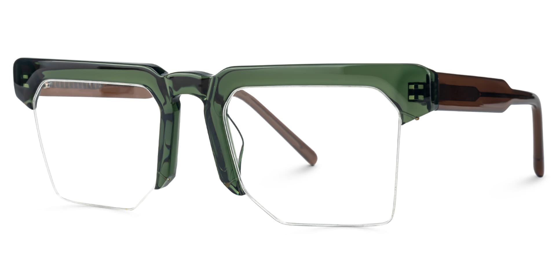 Myles Designer Eyeglasses in Browline Green Frame1