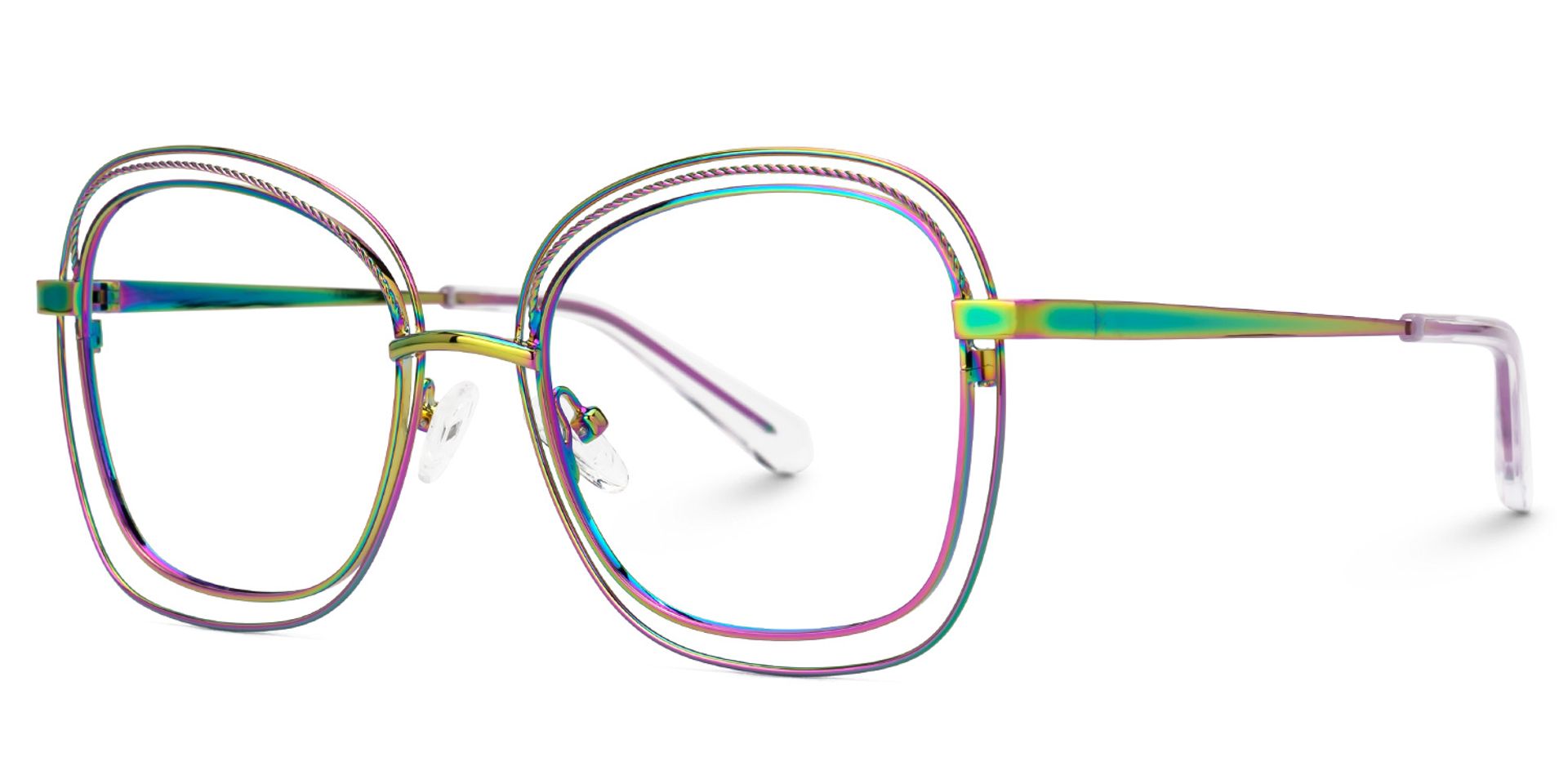 Dilcia Designer Eyeglasses in Square Iridescent Frame1