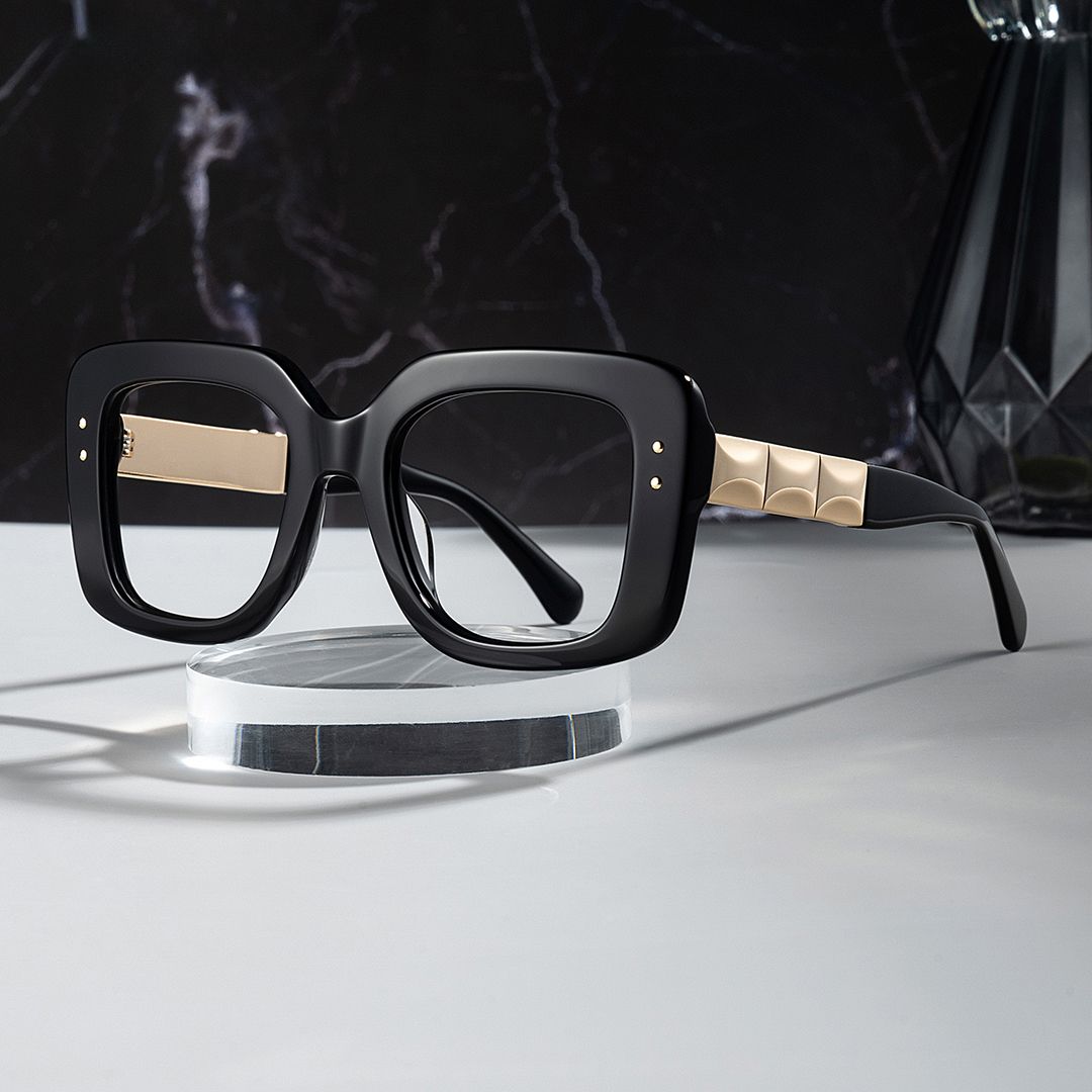 Designer Thick Black Frame Glasses0