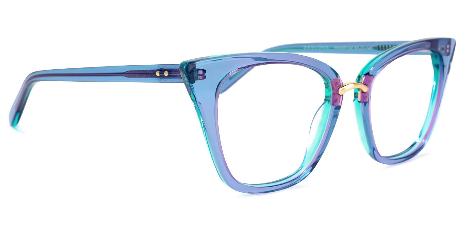 Martha Cat Eye Light-Blue Glasses | Zeelool Glasses2