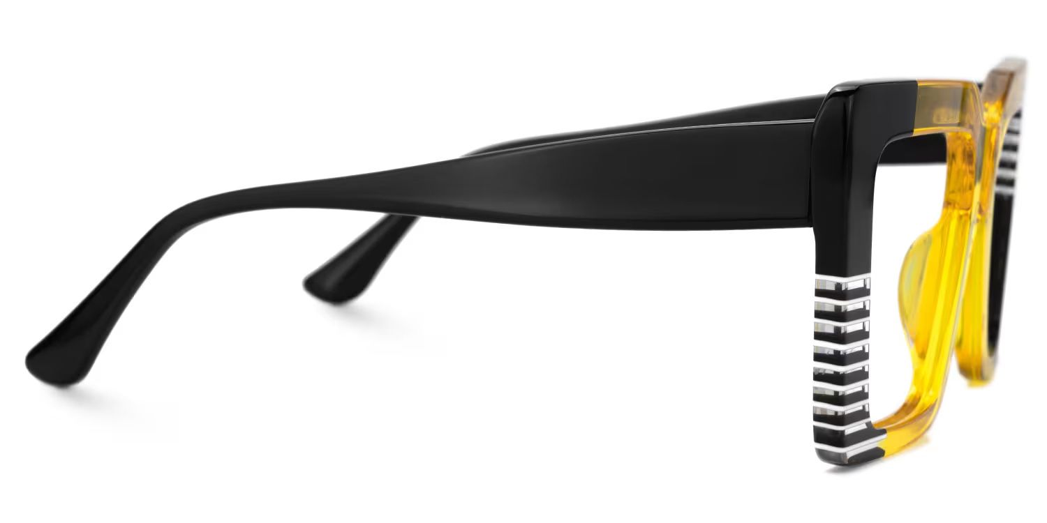 Shamika Large Black and Yellow Eyeglasses with Rectangle Frames | Zeelool2