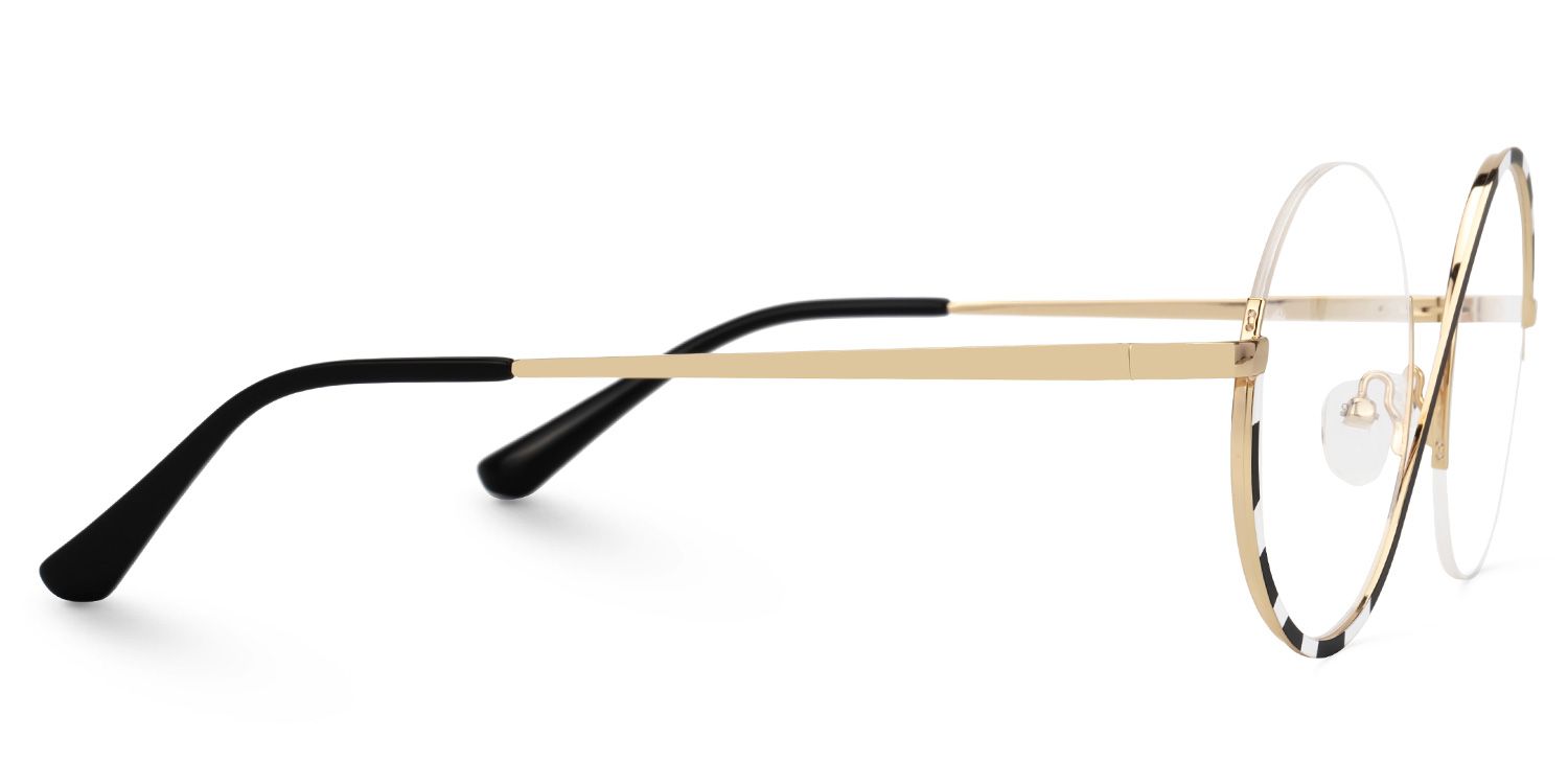 Round Flozif Black-White Glasses deals -Zeelool Glasses2