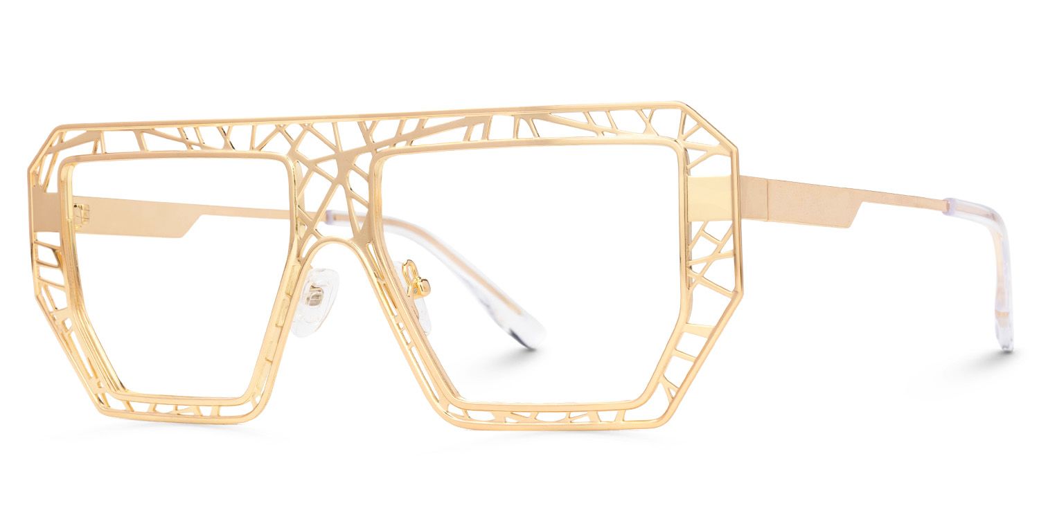 Blake Gold Glasses with Geometric Extra Large Frames | ZEELOOL Canada1