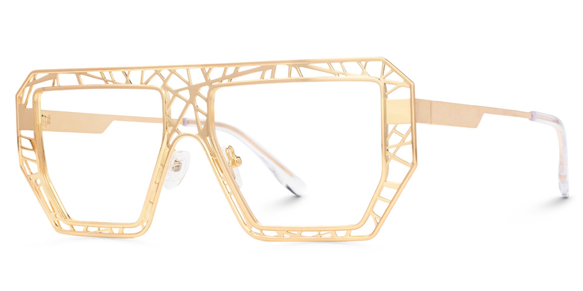Blake Gold Glasses with Geometric Extra Large Frames | Zeelool1