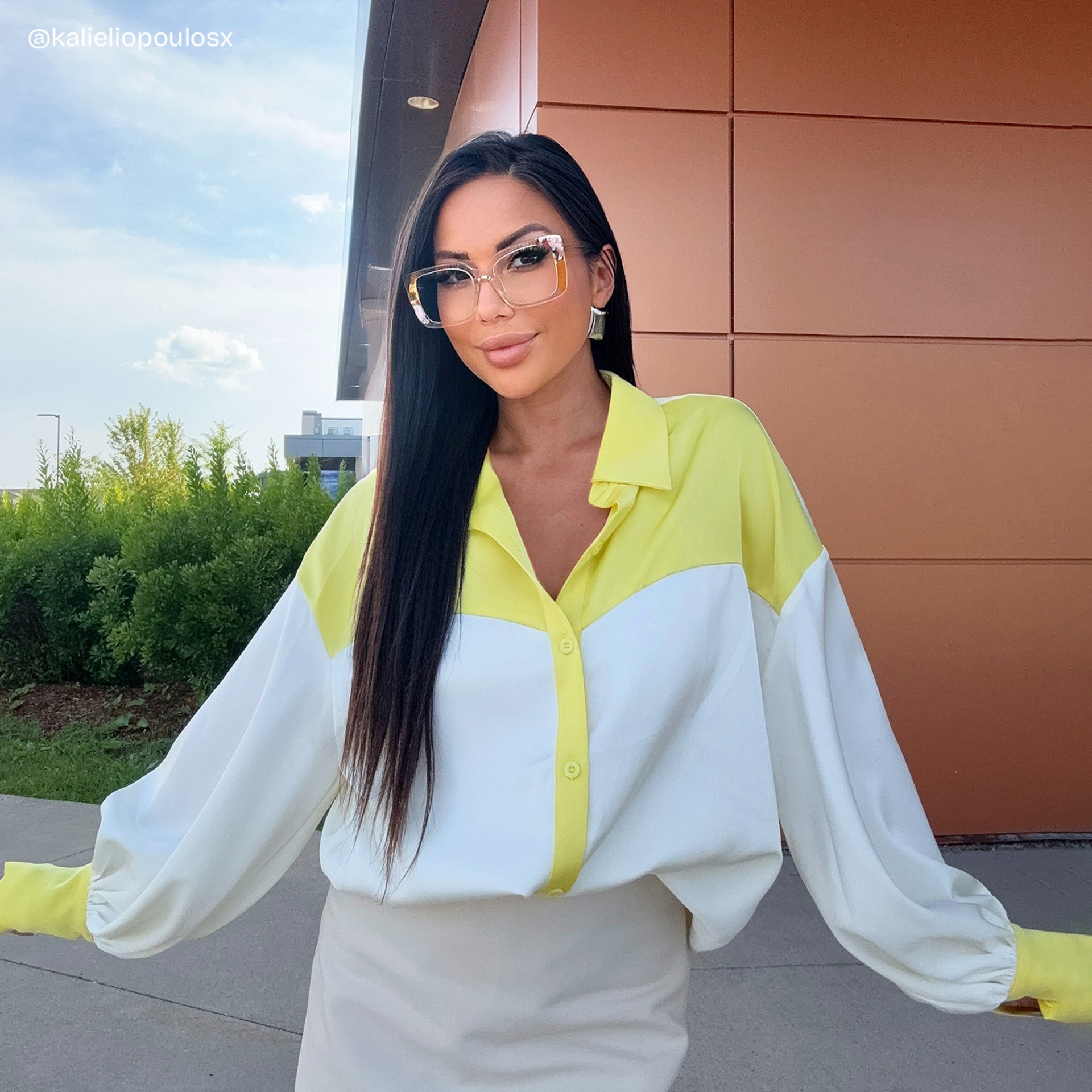 Flair Yellow Clear Frame Glasses with Square Frame Online | ZEELOOL10