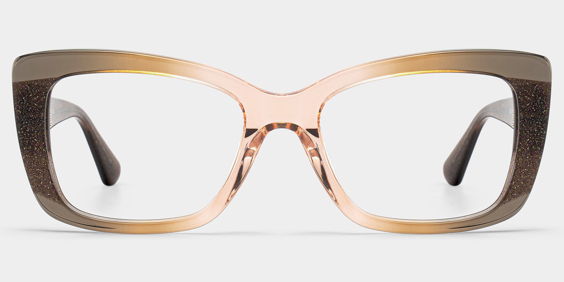 Leona Rectangle Brown Omber Glasses with Glittering Powder | ZEELOOL2