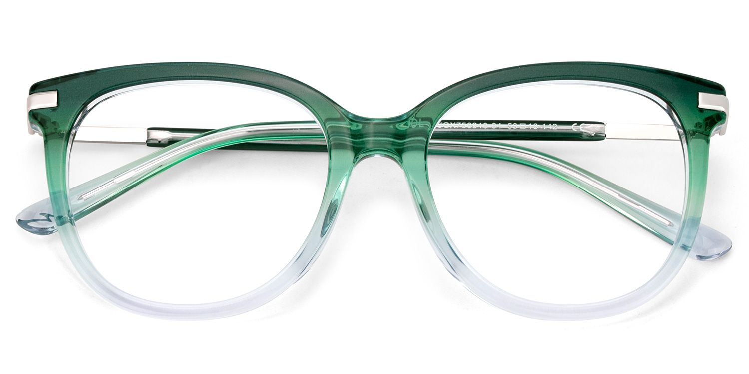 Round Green Gradient Clear Glasses2