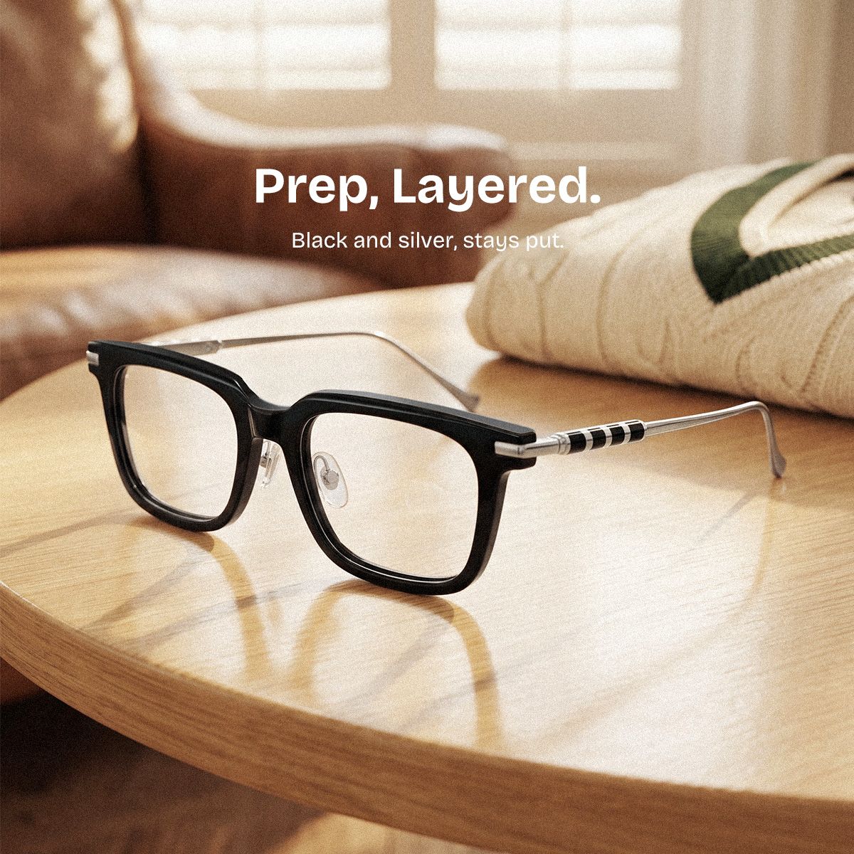 Rayne Black Square Thin Frame Glasses for Men | ZEELOOL0