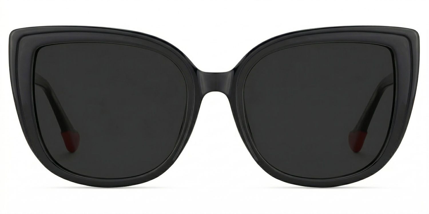 Zoff Eyeglass w/ extra shades 眼鏡 レンズフード Fenn Cat Eye Style Black Frame Sunglasses | ZEELOOL